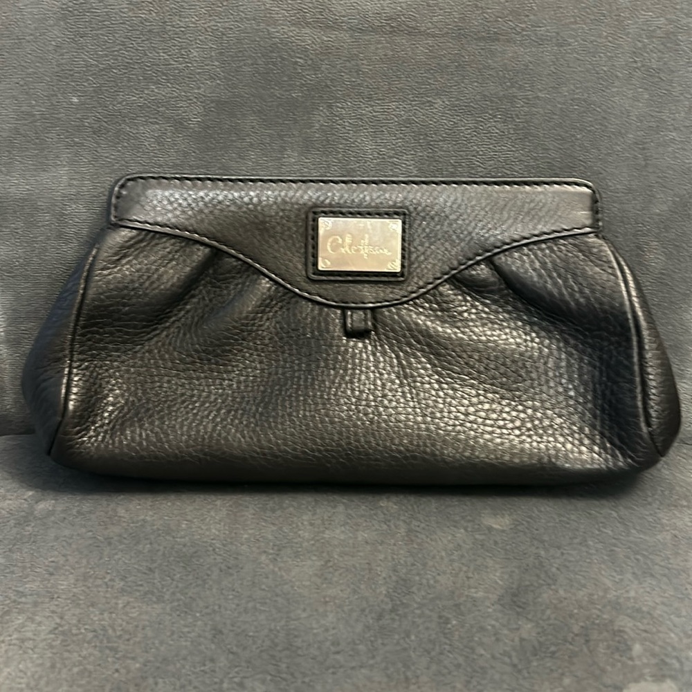 Cole Haan black leather cosmetic bag